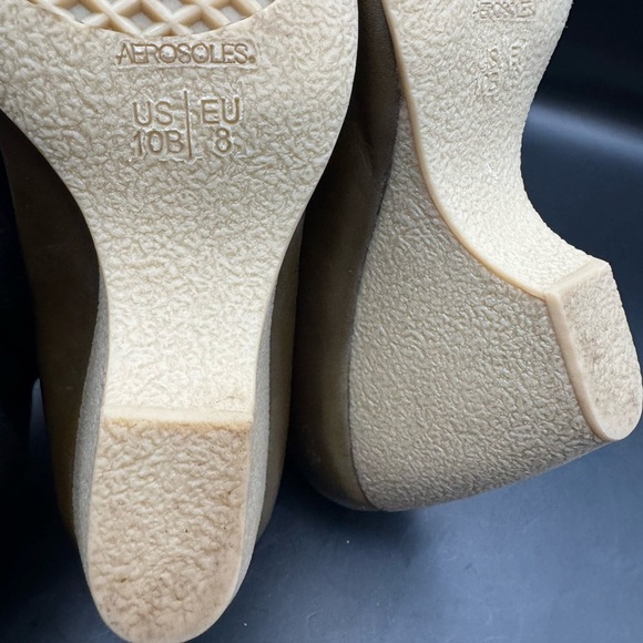 AEROSOLES WOMEN'S BROWN LEATHER SLIP ON WEDGE 3.5” PUMPS SIZE 10M - Picture 14 of 14